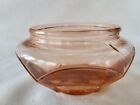 Vintage Pink Depression Glass Hexagon Vanity Powder Jar Art Deco Daisy