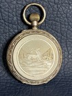 Antique Silver Swiss Hunting Pocket Watch Engraved Deer Enamel Rome Dial
