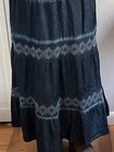Women s  High Waist Pleated Tiered Ankle Length Long Denim Skirt Size L