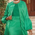 Size 14 Ashro Green Formal Wedding Party Lasaundra Textured Jacket Dress