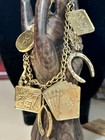 Vtg Lucky Charm Bracelet Cards A   s Spades Dice Clover Wish Bone Horse Shoe 7