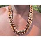 1pcs 22mm Cuban Link Chain For Men 14k Rose Gold Stainless Steel Chain Necklace
