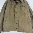 Original Wwll Us Navy N1 Deck Jacket Size 42-44 Khaki Alpaca Lined Worn