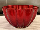 Teleflora Red Heavy Glass Candy Bowl 4x7 Vintage