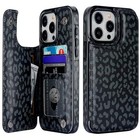  For Iphone 15 Pro Max Wallet Case With Card Holder Cheetah Black Leopard