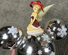 Disney Tinker Bell Glass Christmas Ornament Mickey Ears Silver Snowflake New