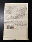 Iraq - Original Doc 1935 Revenue Stamps W The Rare High Value 4rs Stamp Vf