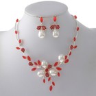 Silver Tone Metal Rhinestone Necklace Earring Set S20059-srd