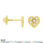 14k Solid Yellow Gold White Zircon Heart Screwback Stud Kids Earrings