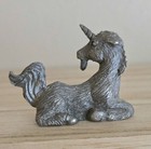 Vintage 1981 Spoontiques Pewter Unicorn Figurine Laying Down