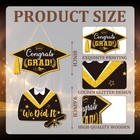 2026 Graduation Decorations Signs Black Gold Wooden Congrats Grad Door Sign Grad