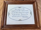Vintage Framed Cross Stitch Bible Verse Matthew 6 23 24 Wall Art Cottagecore