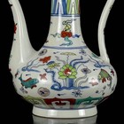 Chinese Doucai Porcelain Handpainted Fish And Algae Pattern Teapot wine Pot 1478