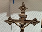 Vintage Brass Ornate Altar Cross 12    Standing Crucifix