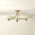 Vintage Sputnik 3 Light Ceiling Flush Mount Pendant Mid Century Modern Raw Brass