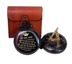 Brass Sundial Compass Vintage Pocket Style Nautical Keychain  Pendant Gold