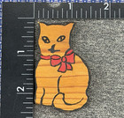 Vtg Kitsch Silly Meme Cat Fridge Magnet Red Bow Grandmacore Decor Cute Cottage