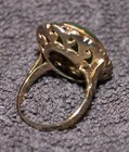 Vintage Yellow Gold Over Sterling Silver Large Green Jade Ring Gem - Size 7