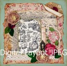 Digital Layout - Victorian Vintage Lace   Flowers Cottage Scrapbook Page Jpeg