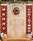 Christmas Decorations Outdoor Yard Front Porch Sign Set Door Hanging Banner Flag
