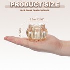Tea Light Candle Holder Glass Round Stripes Votive Candle Holder For Home Amber 
