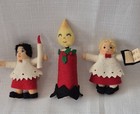 3 Vintage Bucilla Felt Christmas Ornaments Vgc Free Ship