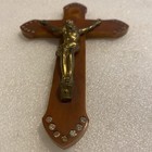 Vintage Butterscotch Bakelite Catalin Jeweled Crucifix Cross