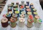 Mixed Lot Of 35 Vintage Wood   Plastic Thread Spools With Various Colors Thread
