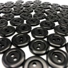 Vtg Black 2-hole Round Button W  Raised Edge 15mm Lot Of 13 Or 144