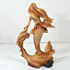 Ebros Mermaid Sea Turtle Figurine 9    Resin Faux Wood Look Coastal Nautical Decor