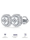 Moissanite Real 925 Silver Iced Cluster Round Hip Hop Out Big Mens Stud Earrings