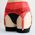 Luxallacki Sheer Floral Lace 4 Straps Suspender Garter Belt Underwear Lingerie