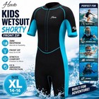 Hevto Kids Wetsuit Xl 14-16 2mm Shorty Front Zip Swim Surf Blue