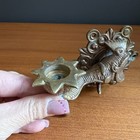 Antique Art Nouveau Solid Brass Two Pot Ink Well  Candle Holders  Desk Set