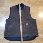 Vtg Mens Xl Regular Carhartt Vest V02 Dkb Usa Union Brown Quilt Lined Canvas 