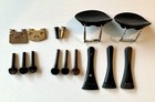 Lot Of Used Vintage Violin Parts - Tailpieces Chin Rests  Pegs  Bridges  End Pin