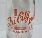 Vintage Half Pint Milk Bottle Tri-city Dairy - Durand  Wisconsin