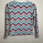 Lands    End Girls Size 12 Rash Guard Chevron Print Long Sleeve Boat Neck Stretch
