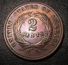 Old Us Coins 1864 Obsolete Highgrade Civil War Two Cent Coin Toned