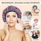 4 Pcs Shower Caps For Women  Elastic And Reusable Bath Caps  Double Waterproof L