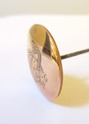 Antique Hatpin Large Solid 9k Gold Disc With Monogram
