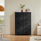 10 Drawer Fabric Dresser For Bedroom  Black