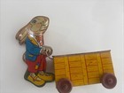 Vintage Chein Metal Bunny Rabbit With Cart Easter Missing One Wheel