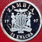 1997 Zambia 50 Kwacha 1 10 Oz Silver Proof Stamped  pattern  Princess Diana Rare