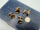 2 Prs Vintage Cufflinks Gold Tone Base Triangle Settings Blanks Add A Cabochon
