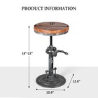 Antique Industrial Crank Stool Cast Iron Base Adjustable Height Bar Chair Wood