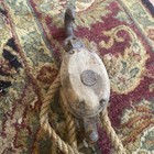 Antique 4    Wood Block   Tackle  Double 5    Cast Iron Barn Pulley 21ft Rope Rustic