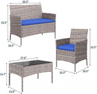 Garveelife 4-piece Patio Furniture Set  Rattan Outdoor Furniture With Upholstere