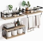 3 1 Floating Bathroom Shelves     Over Toilet Wall Mount W  Towel Bar  Rustic