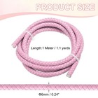 6mm Round Braided Leather Cord For Crafts Jewelry Making  Pink 1 1yards 